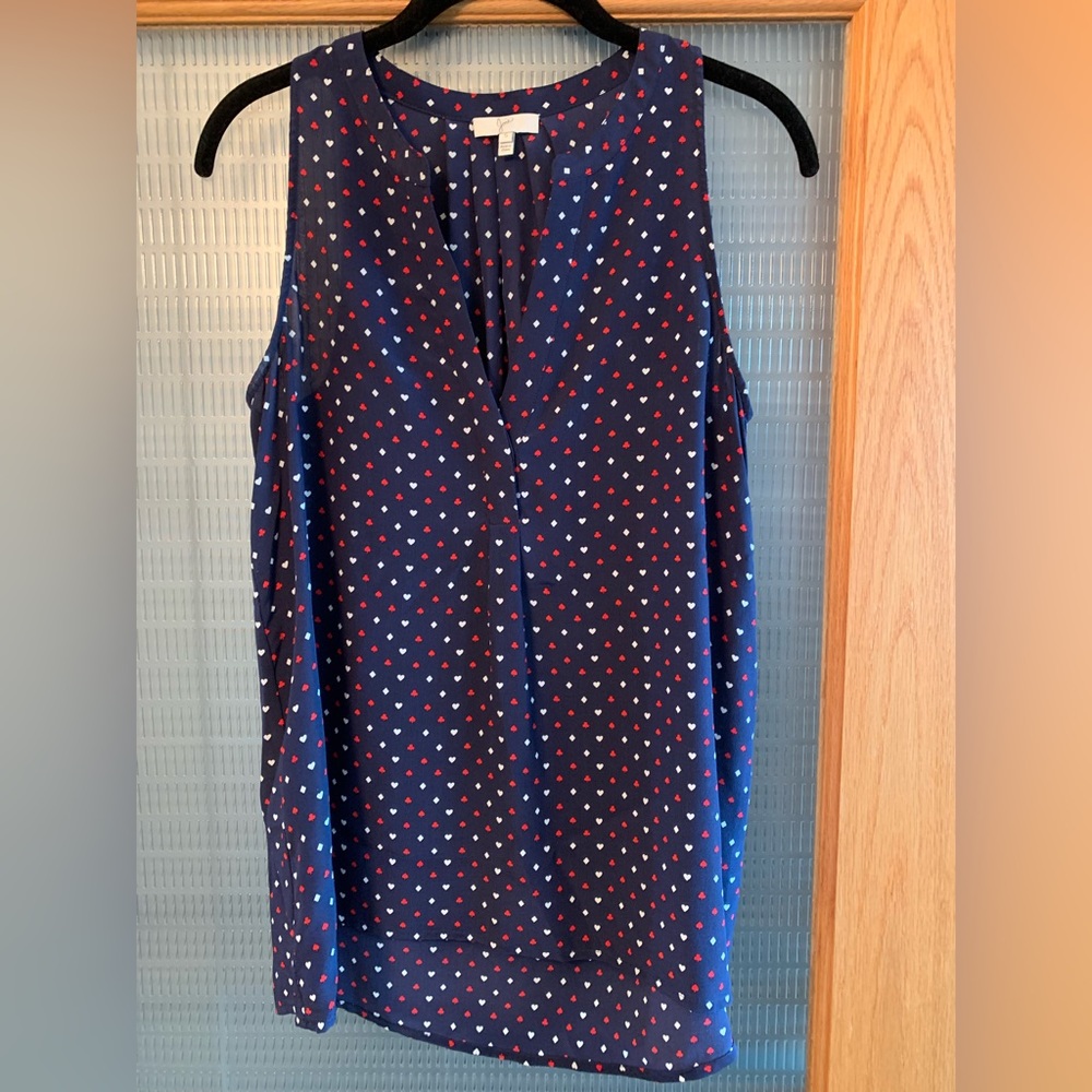 Joie 100% Silk Sleeveless Top with Hearts, Spades, Clubs & Diamonds - Small